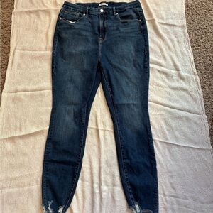 Good American High waisted stretch skinny jeans with distressed ankles Size 18